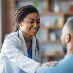 médica acolhendo paciente em consulta de saúde sexual